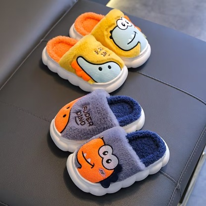 1 Pair Of Dinosaur Themed Flat Slippers For Kids