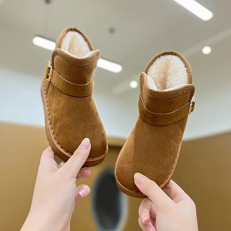 Solid Fabric Winter Boots With Soft Inner Lining For Girls