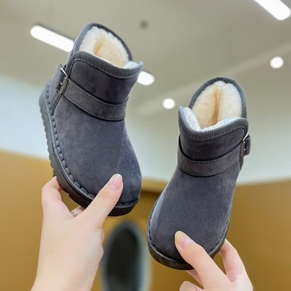 Solid Fabric Winter Boots With Soft Inner Lining For Girls