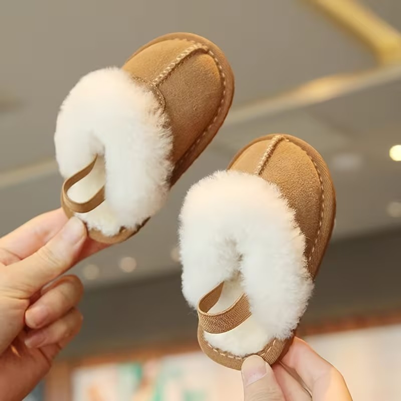 Casual Plush Lined Slippers For Infant With Soft Sole