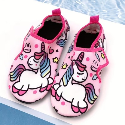 Cartoon Print Water Shoes For Kids With Hook And Loop Closure