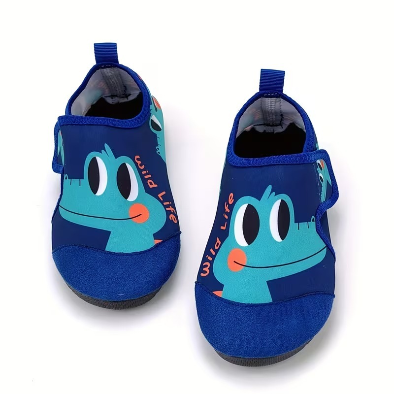 Cartoon Print Water Shoes For Kids With Hook And Loop Closure