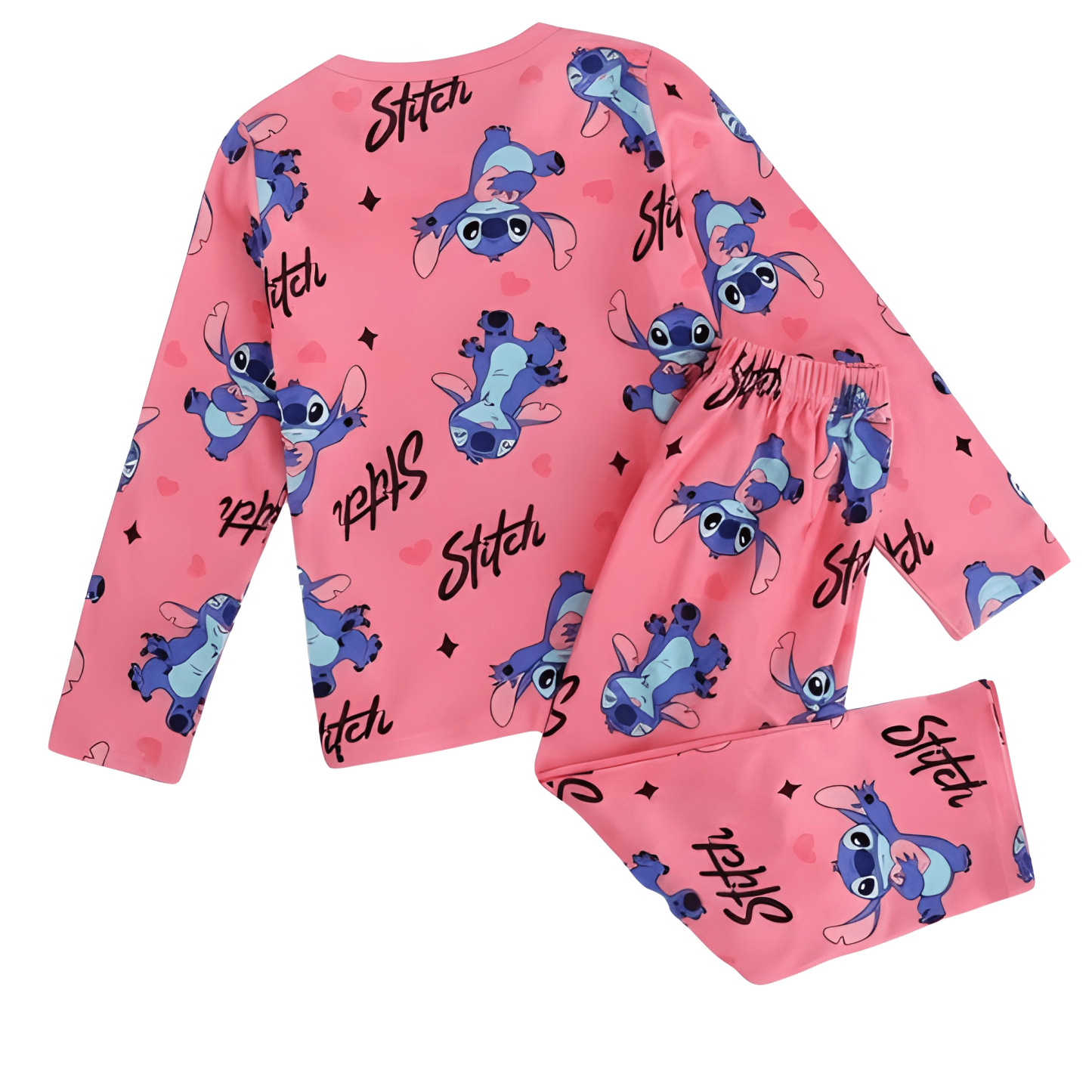 Stitch Sweet Girls Pajama Set Round Neck Lace Soft Cozy Sleepwear