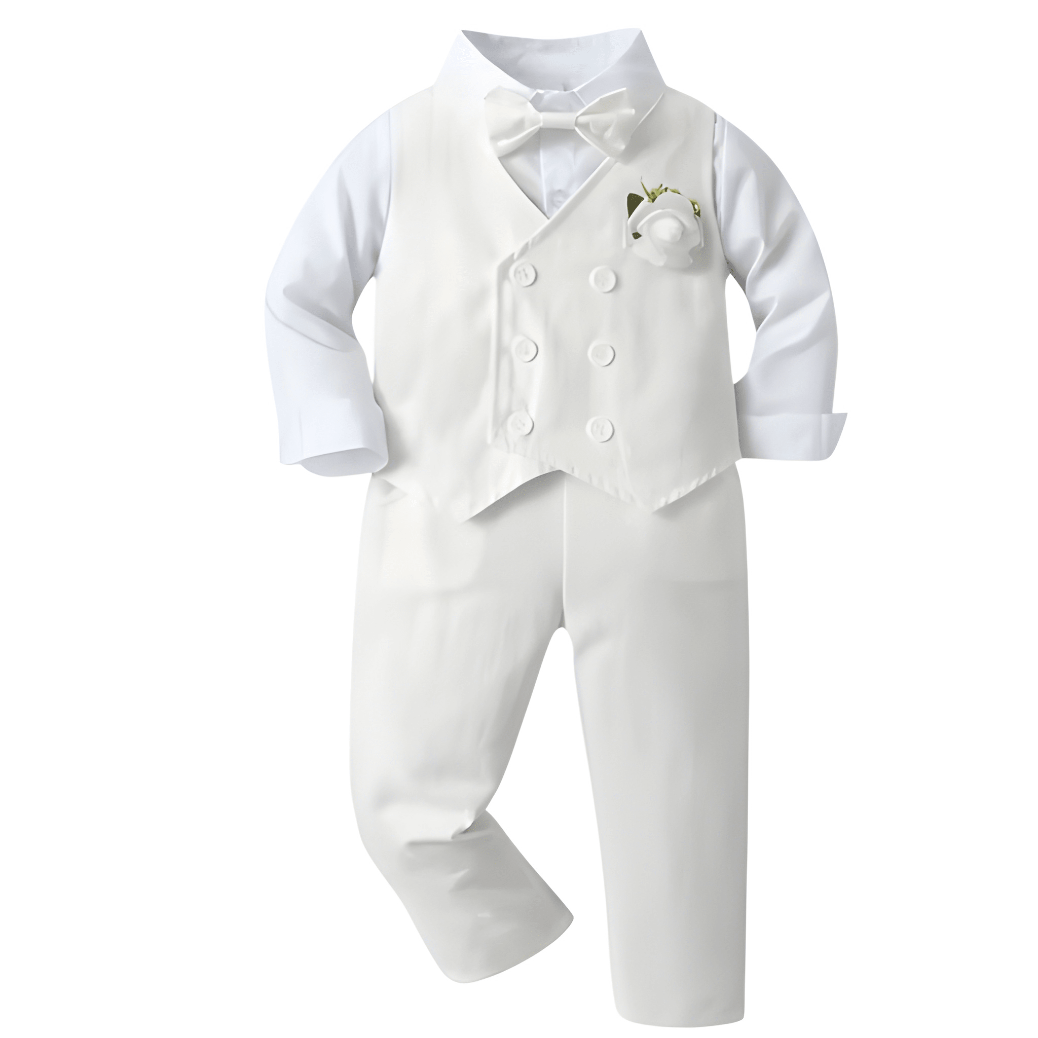 Three Piece Suit Set With Long Sleeve Shirt Vest And Trousers