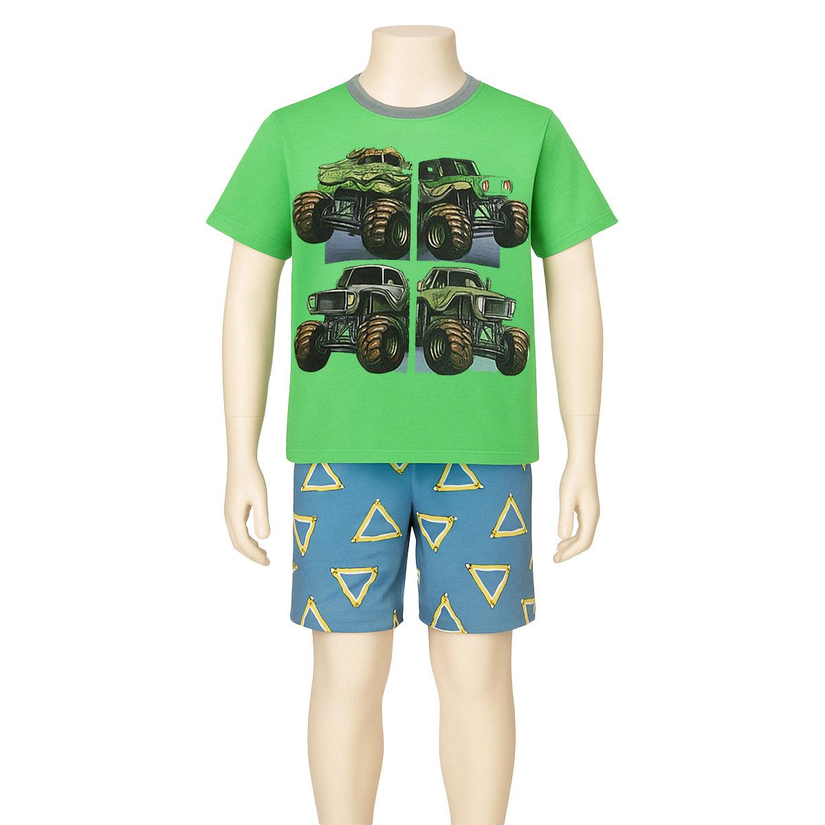 Print Pajama Set Boys Cool Comfort Meets Kid Friendly Style-Diaper Reusable