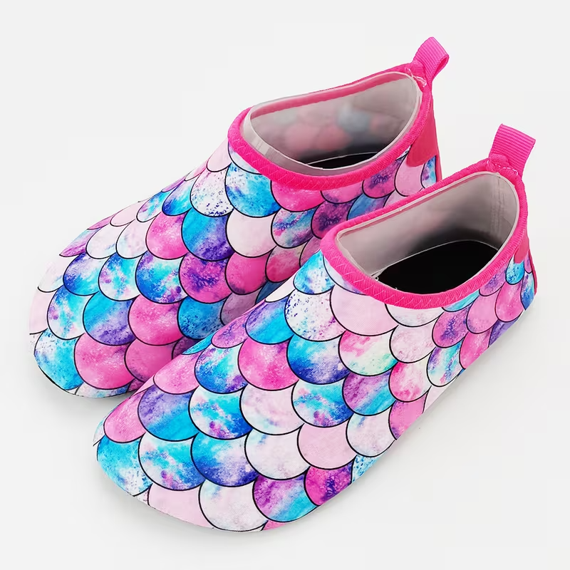 Fish Scale Print Casual Slip On Water Shoes For Kids