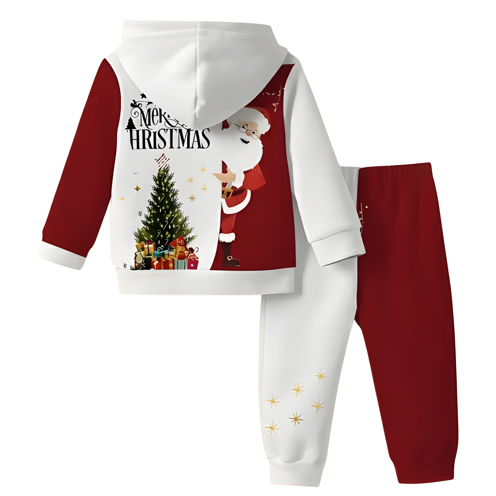 Christmas Graphic Printed Kids Hoodie Set