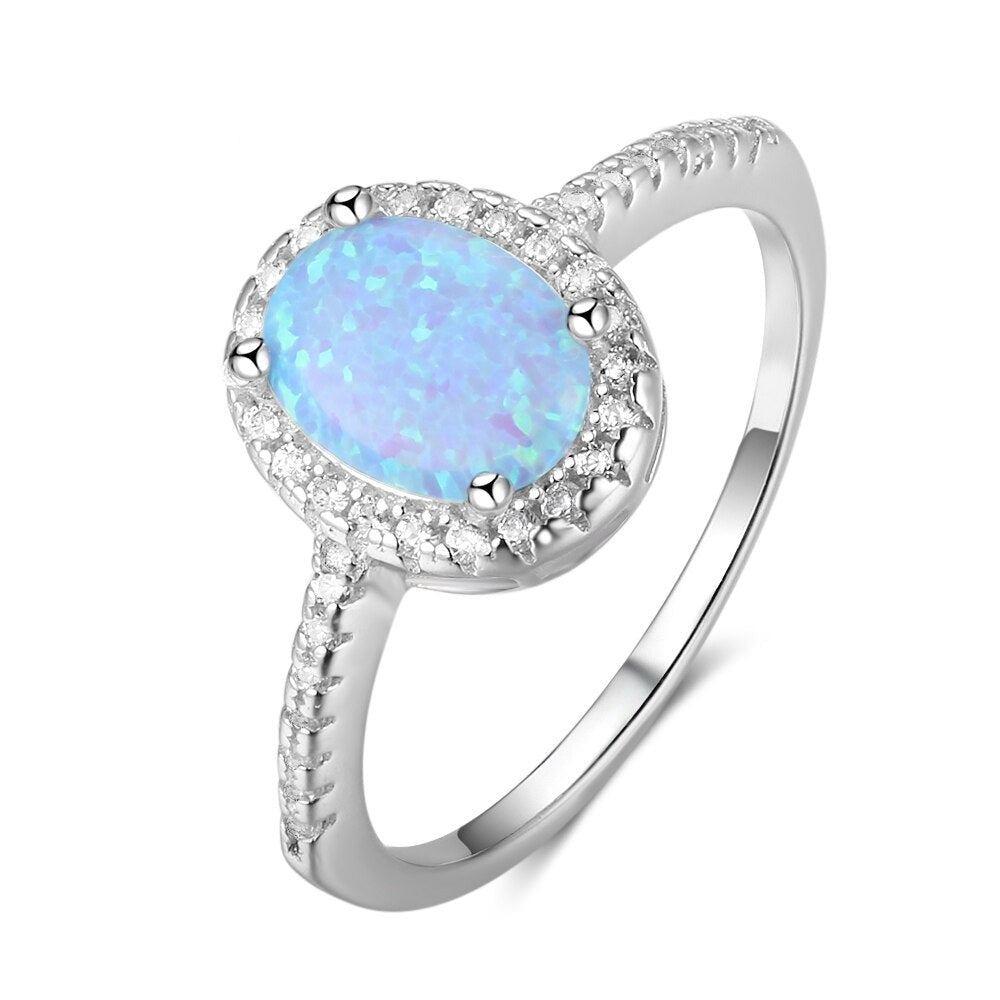Blue Opal Stone Wedding Ring-Florence Scovel