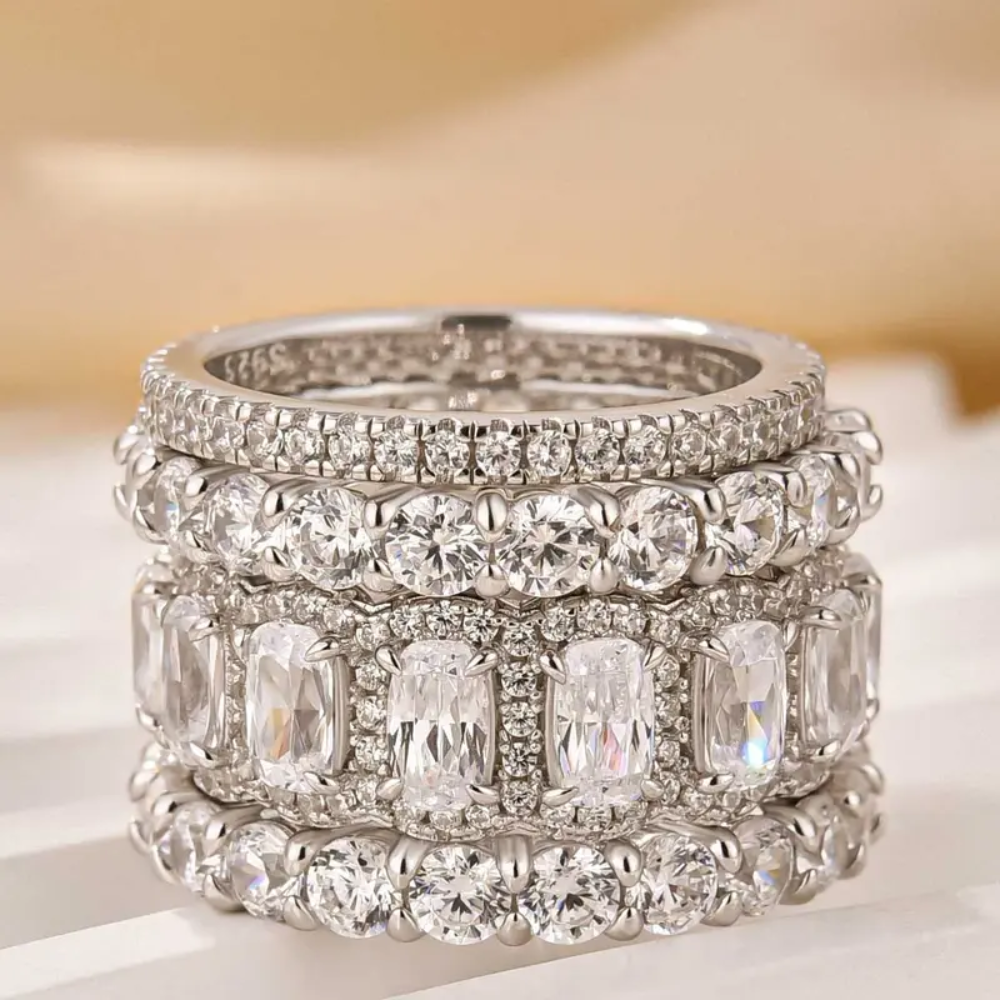 Statement Cushion Cut Bridal Ring Set