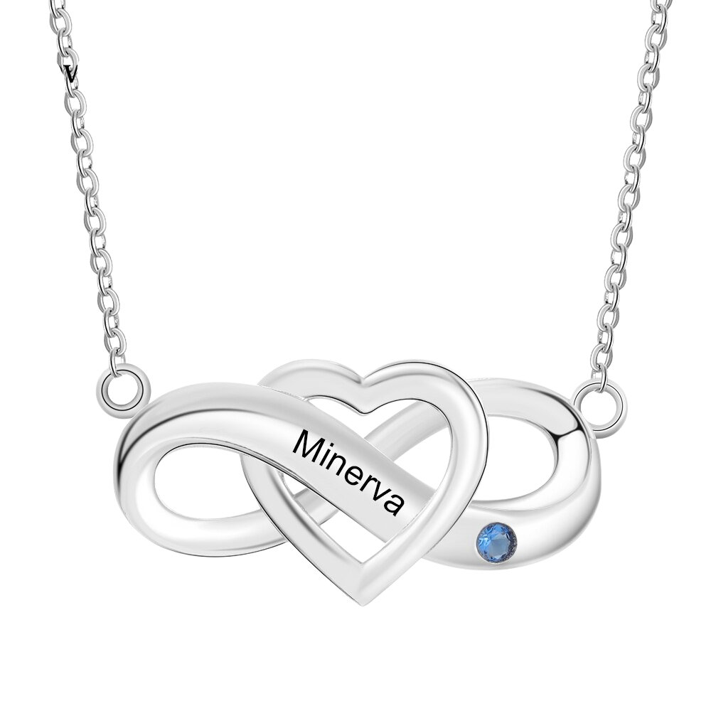 Infinity Love-Heart 1 Name 1 Stone Pendant-Florence Scovel