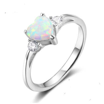 Silver Color Opal Stone Ring-Florence Scovel