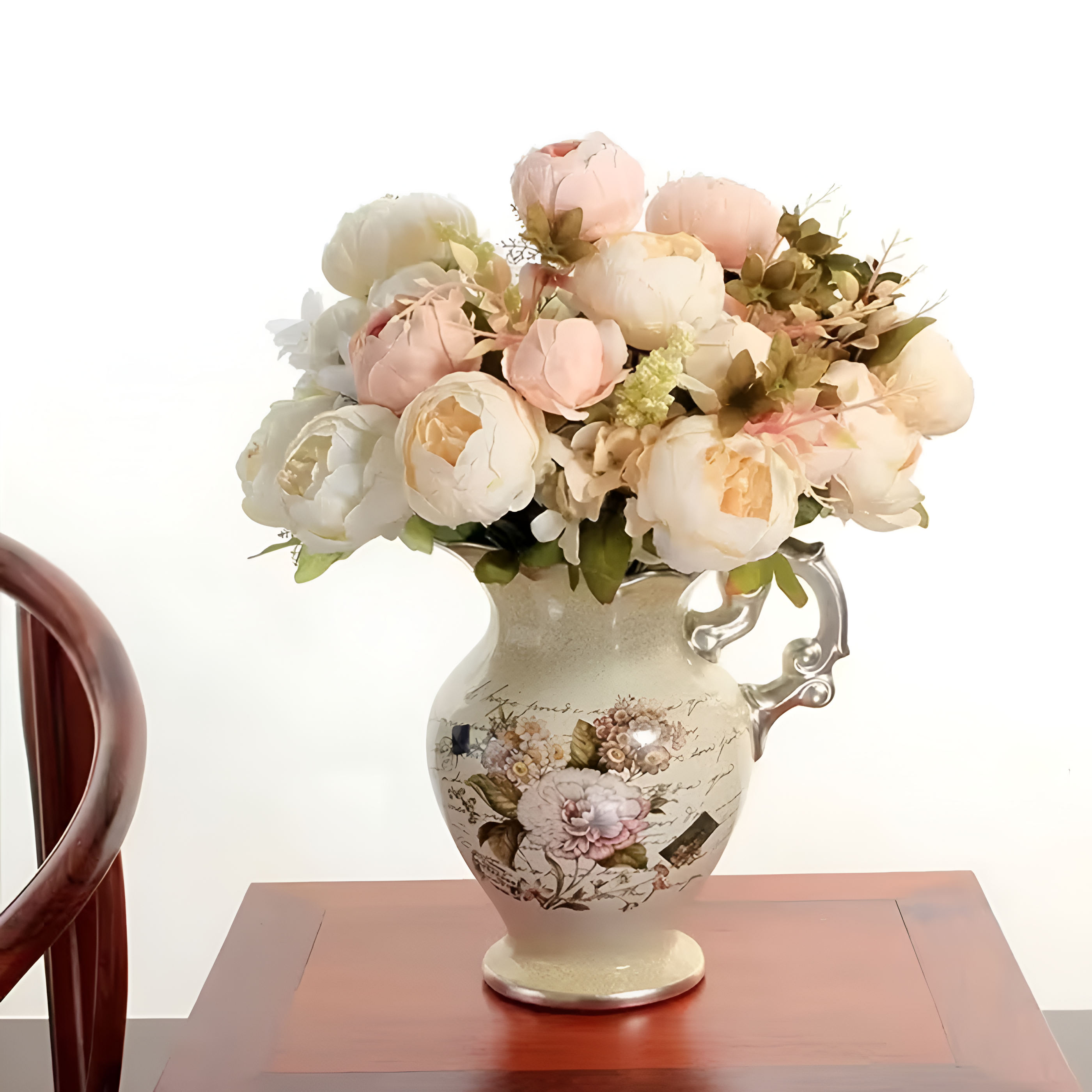 Decorative Peony Flower Arrangement With Full Blooms For Tabletop