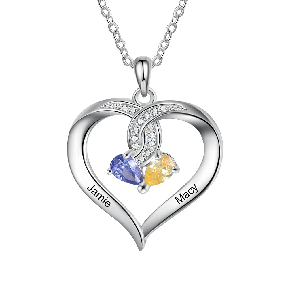 New Year Gift 2 Stones and 2 Names Necklace-Florence Scovel