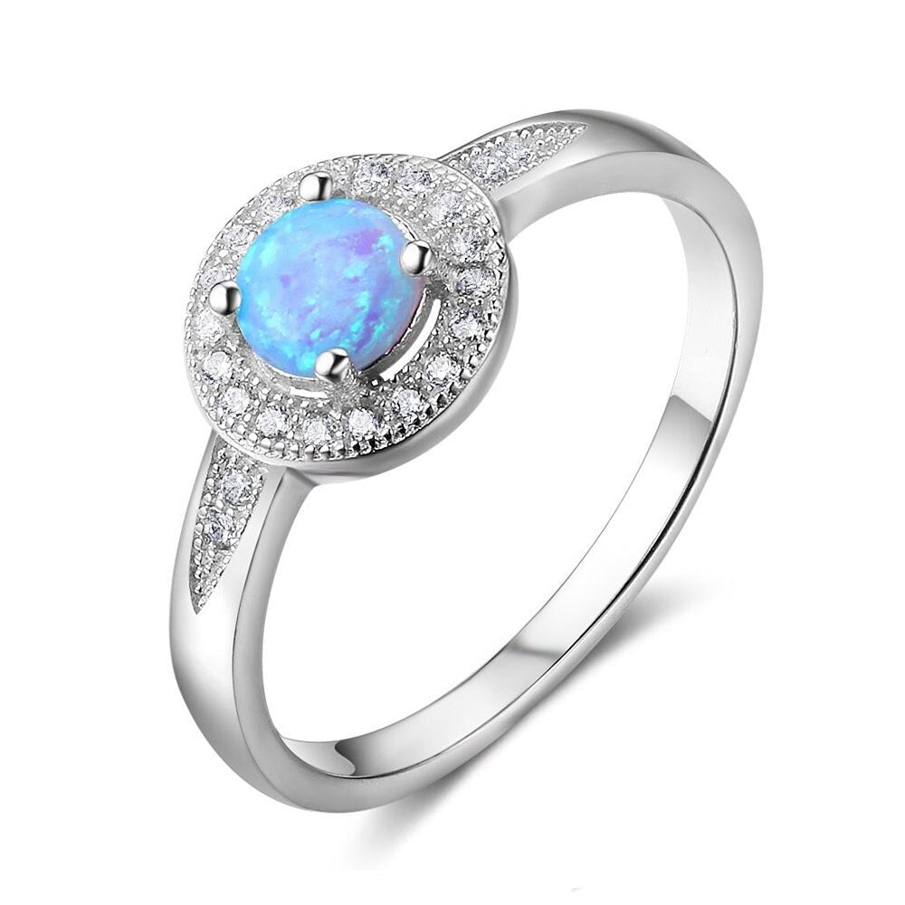 Women Color Ring With Blue Opal Stone-Florence Scovel