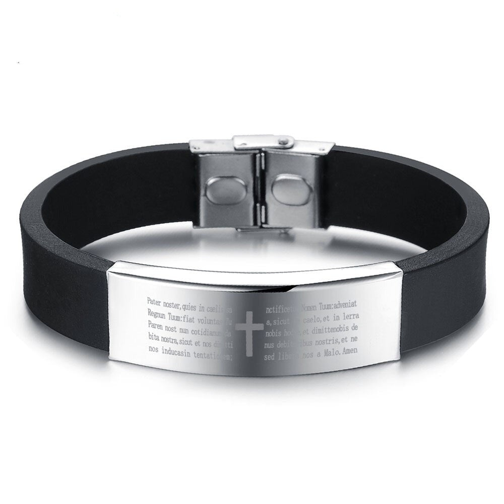 Scripture Pattern Silicone Stainless Steel Bracelets-Florence Scovel