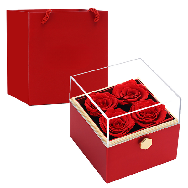 Gift box with rotating eternal rose