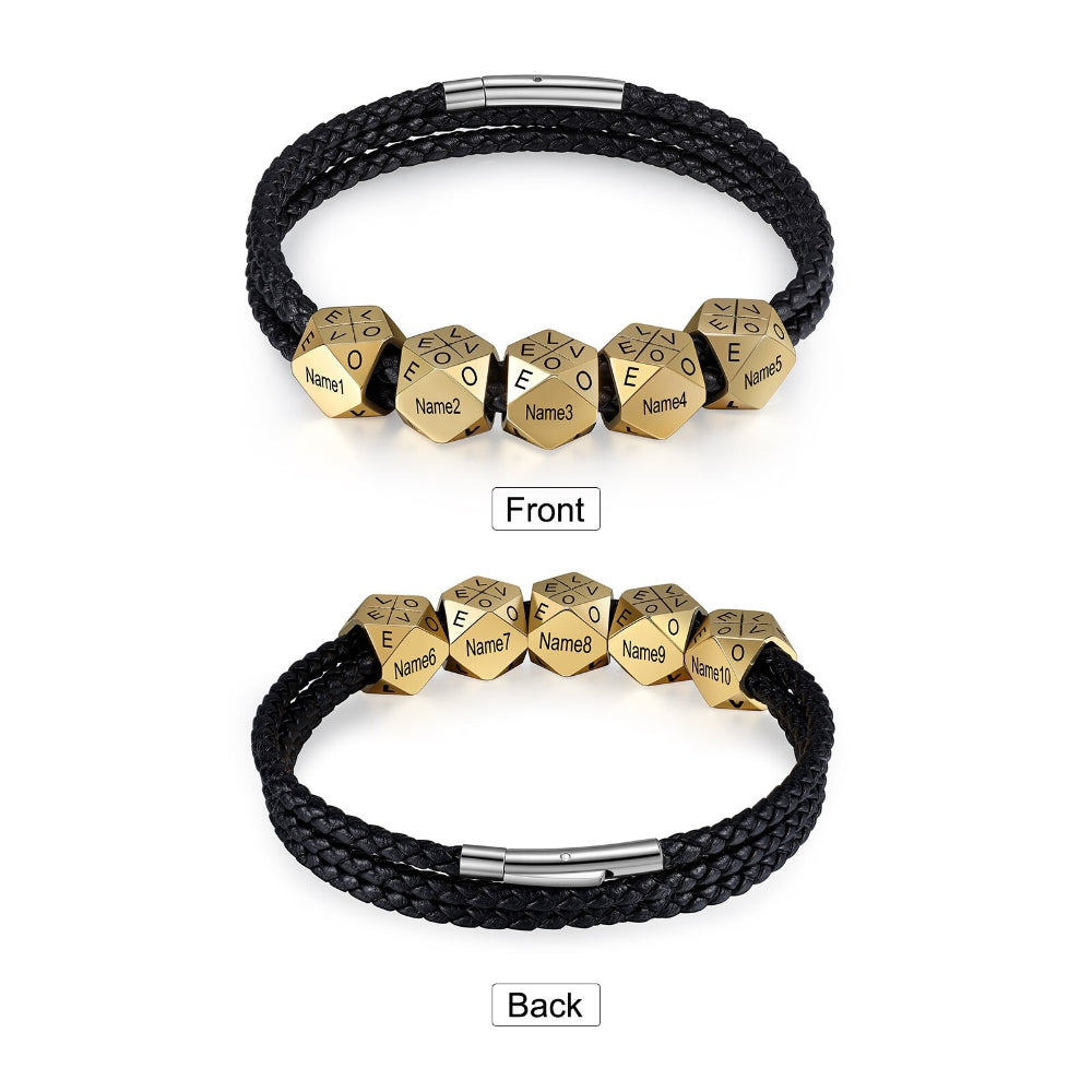 Personalized 10 Engraved Name Bracelet With Gold Color Beads-Florence Scovel