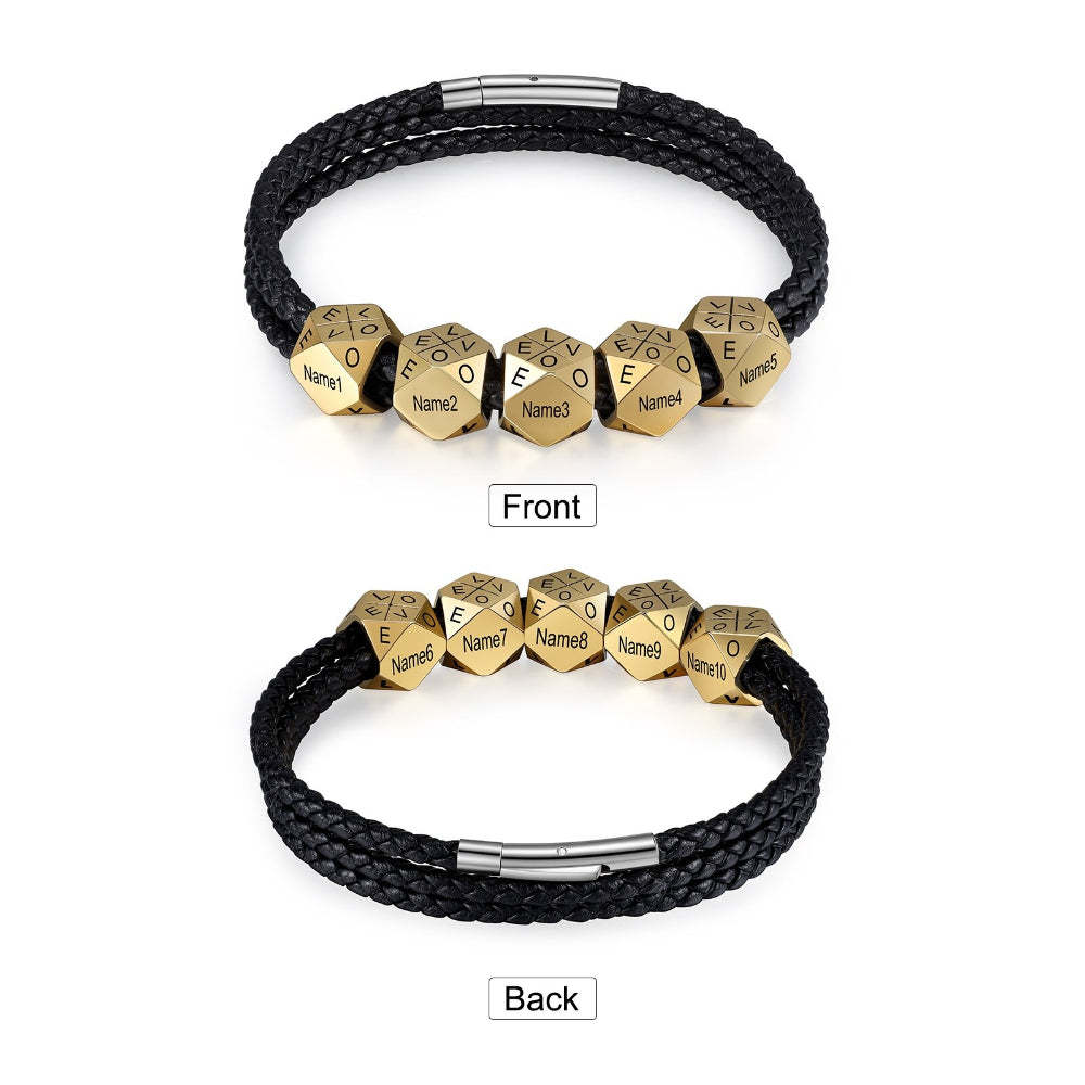 Personalized 10 Engraved Name Bracelet With Gold Color Beads-Florence Scovel