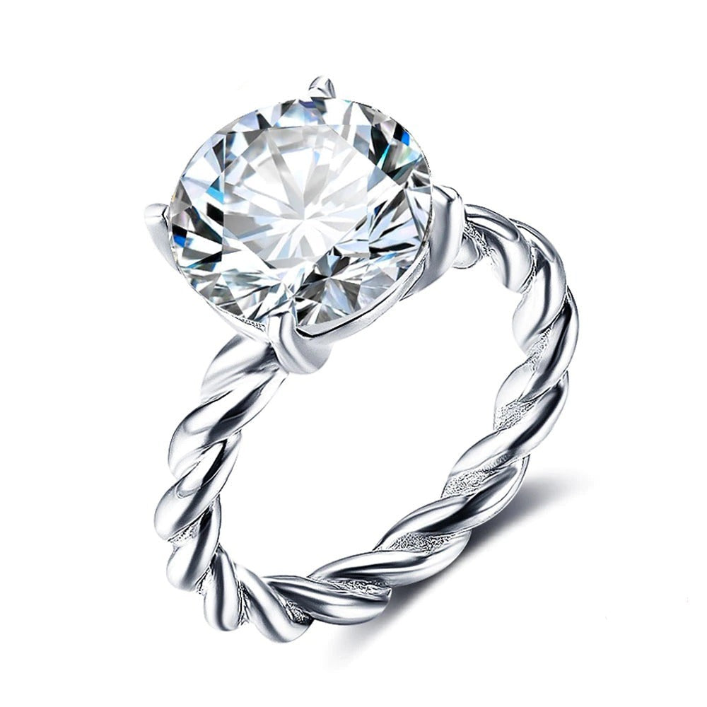 Round Cubic Zirconia Sterling Silver Ring-Florence Scovel