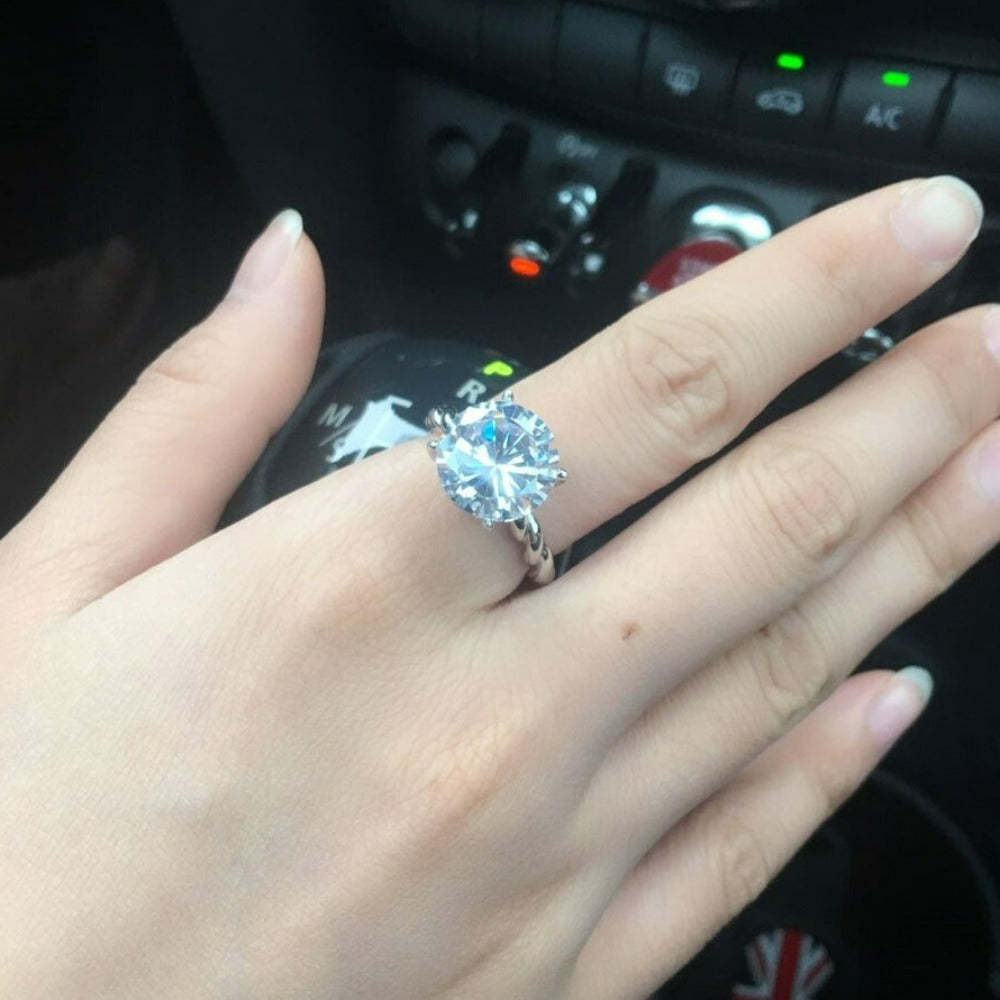 Round Cubic Zirconia Sterling Silver Ring-Florence Scovel