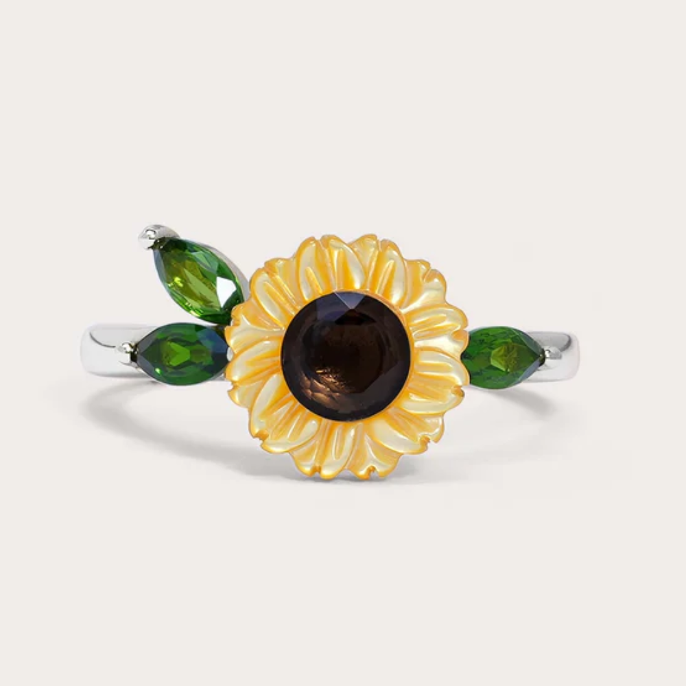 Floral Sunflower Themed Necklace And Ring