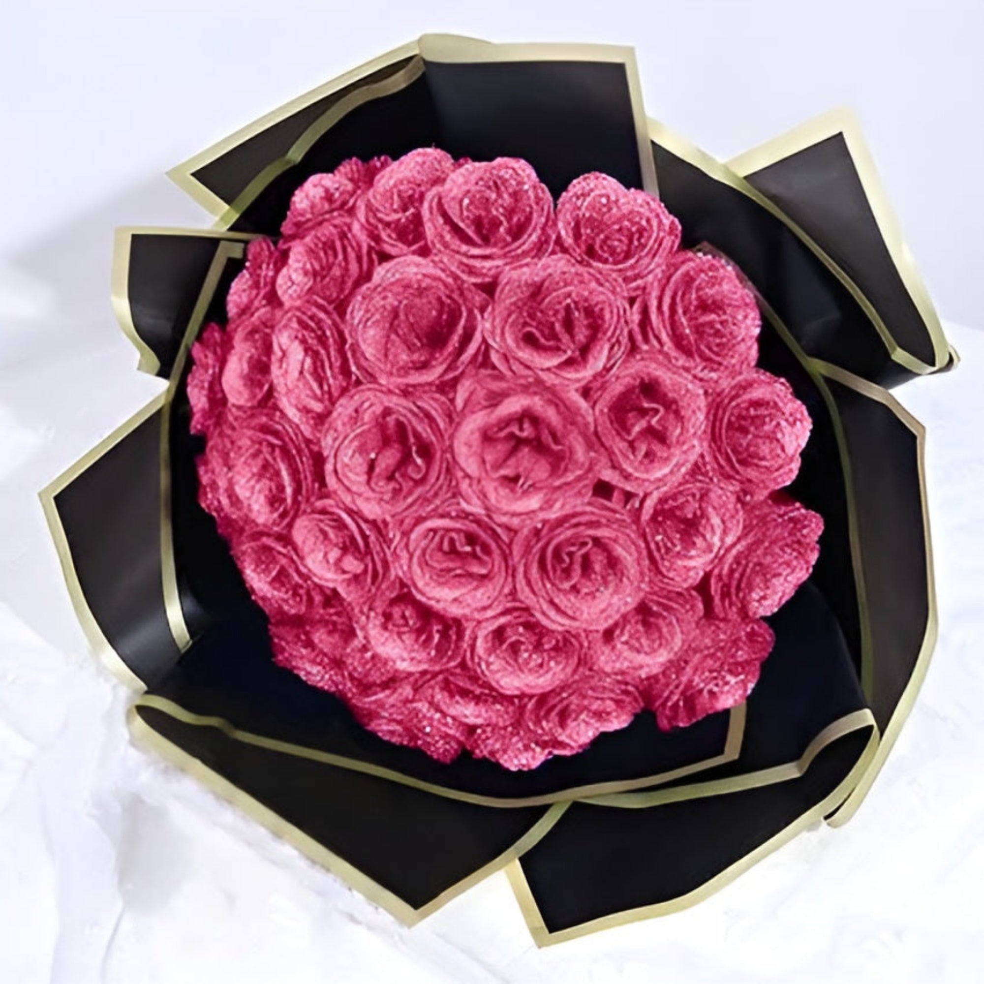 Customizable Glitter Rose Bouquet With Decorative Crown And Butterflies-Florence Scovels