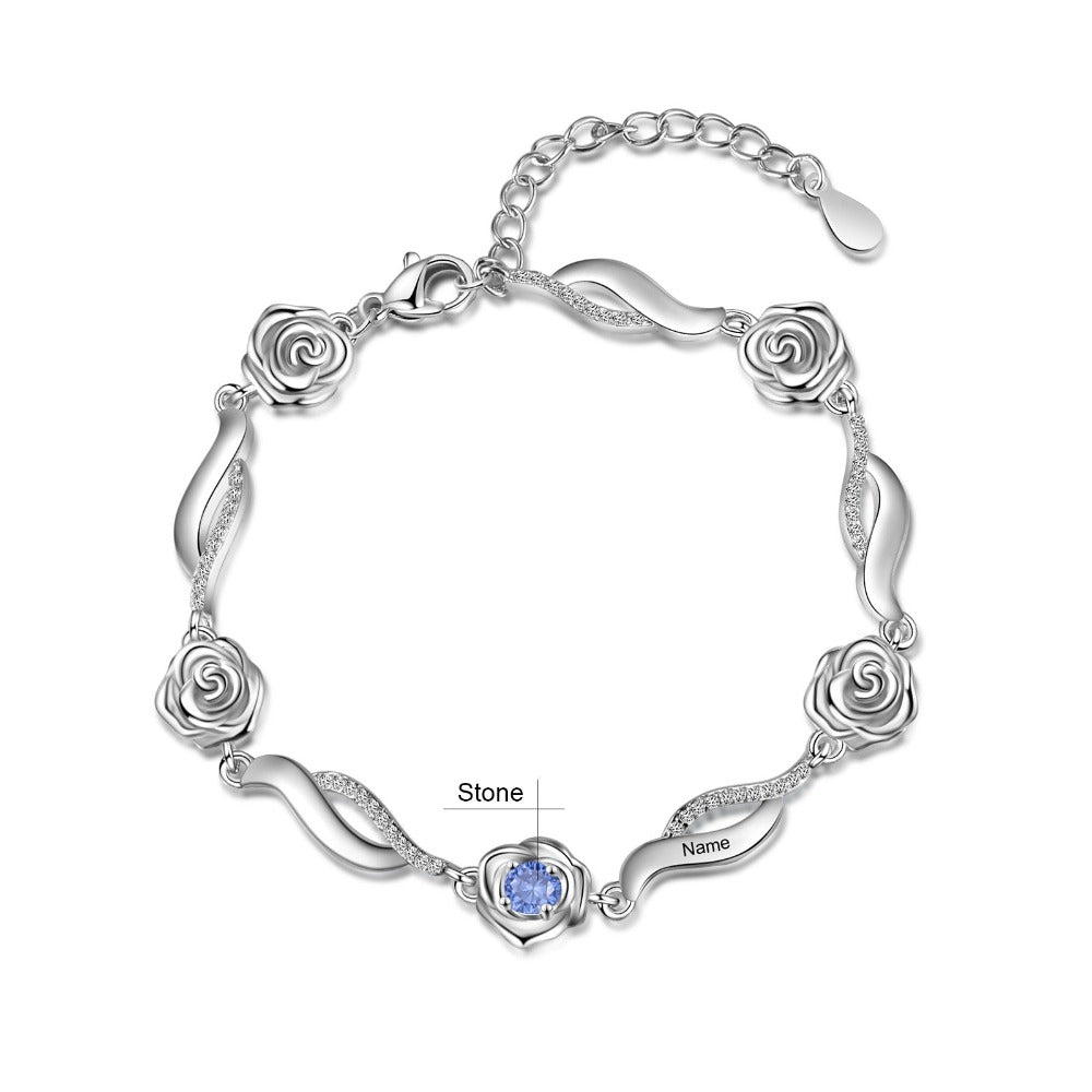 Personalized 1 Birthstone Flower Bracelets-Florence Scovel