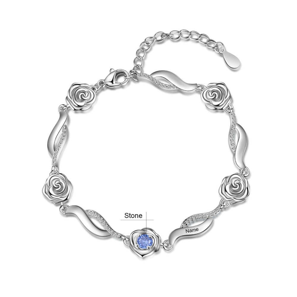 Personalized 1 Birthstone Flower Bracelets-Florence Scovel