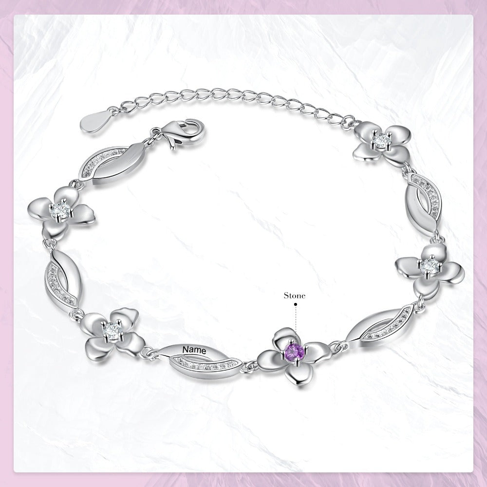 Customized Flower Bracelet With 1 Birthstone For Women-Florence Scovel