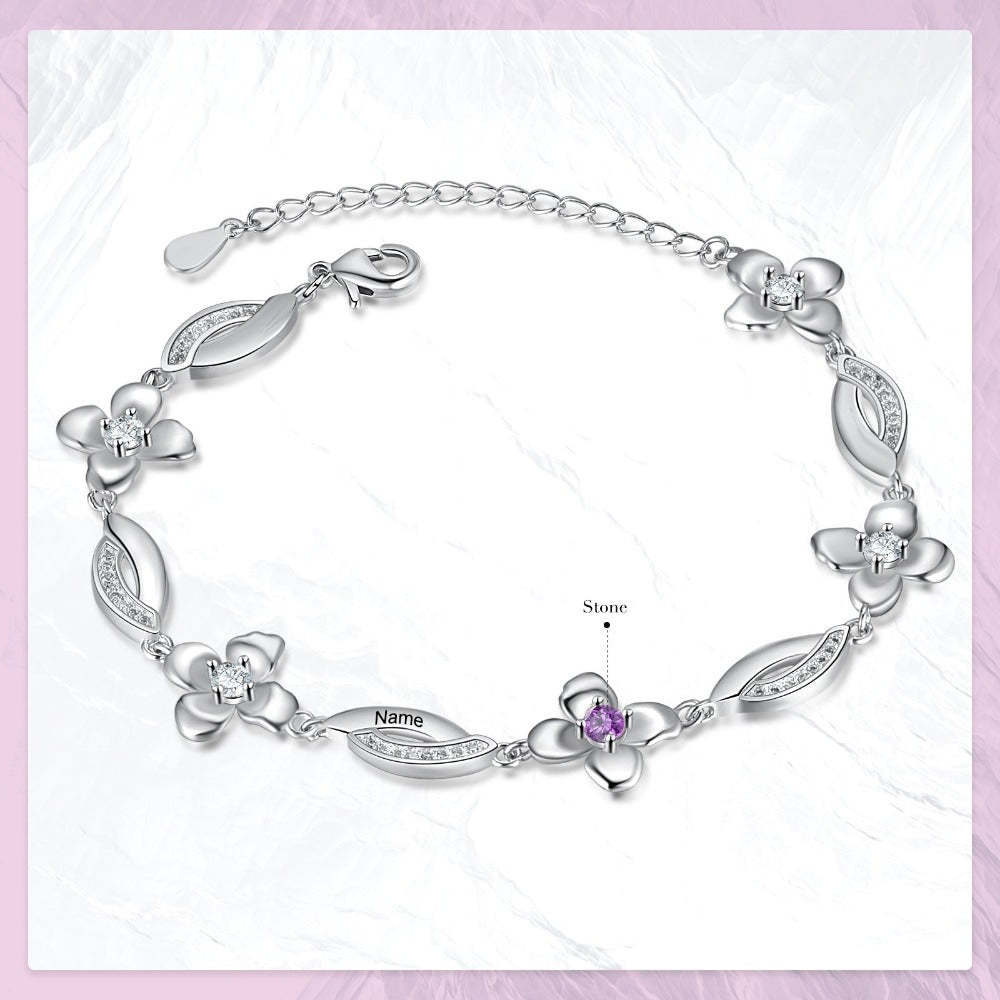 Customized Flower Bracelet With 1 Birthstone For Women-Florence Scovel