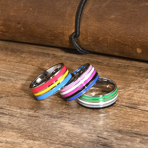 Enamel Rainbow Ring 8mm – LGBTQ+ Pride Band for Men & Women, Party, Daily Wear – Sizes 6-13 – Pride Jewelry, Rainbow Ring, LGBTQ+ Pride Symbol, Colorful Enamel Ring #TikTokShopBlackFriday