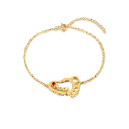 Personalized Baby Feet Custom 1 Name 1 Stone Bracelet-Florence Scovel