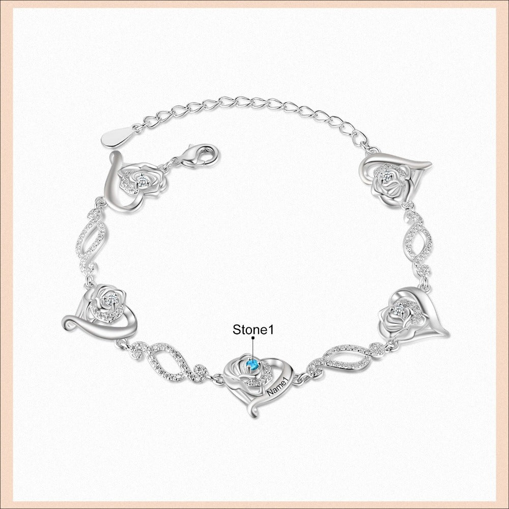 Personalized Cordate Chain Bracelets With 1 Birthstone-Florence Scovel