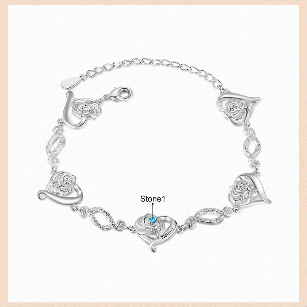 Personalized Cordate Chain Bracelets With 1 Birthstone-Florence Scovel