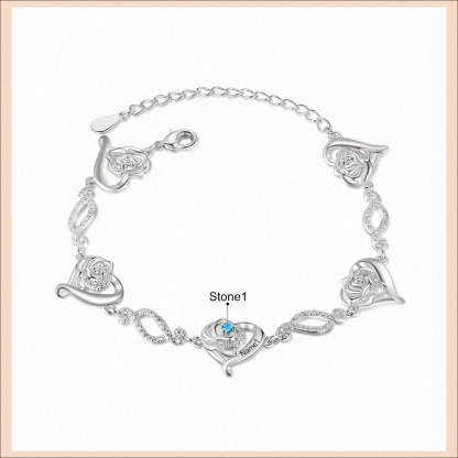 Personalized Cordate Chain Bracelets With 1 Birthstone-Florence Scovel