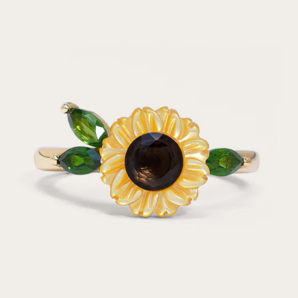 Floral Sunflower Themed Necklace And Ring