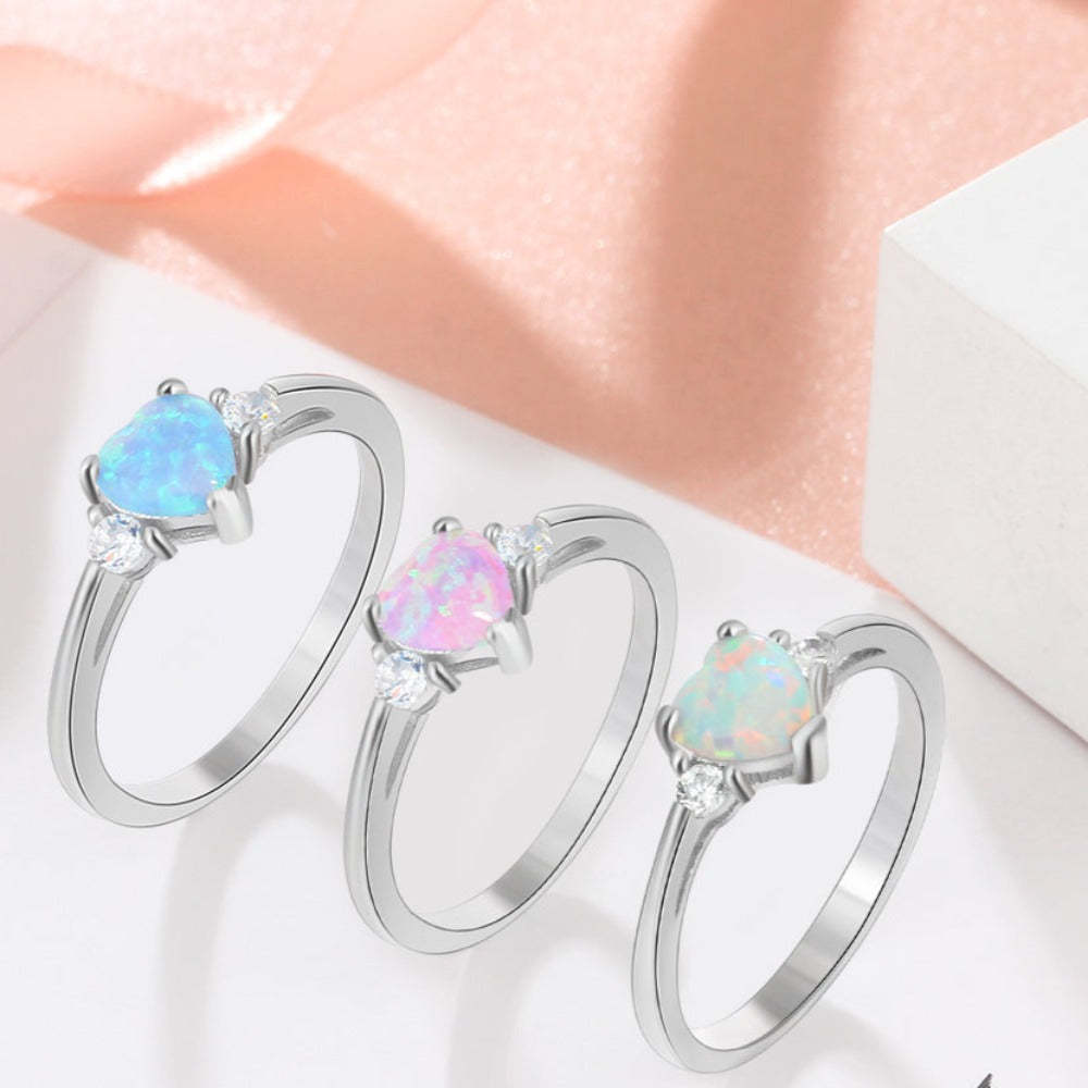 Silver Color Opal Stone Ring-Florence Scovel