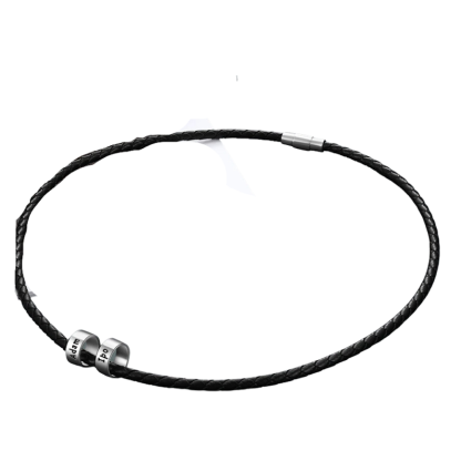 Personalized Men Leather Necklaces With 2 Beads-Florence Scovel