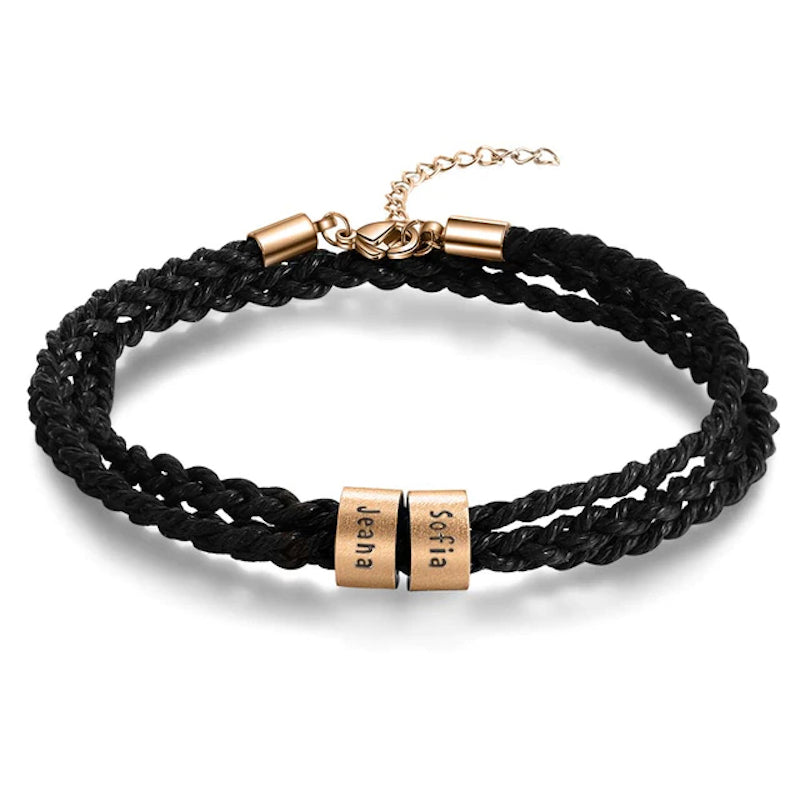 Personalized 2 Names Braided Rope Bracelet For Men-Florence Scovel