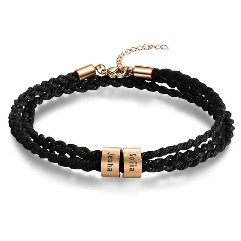 Personalized 2 Names Braided Rope Bracelet For Men-Florence Scovel