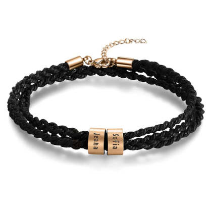 Personalized 2 Names Braided Rope Bracelet For Men-Florence Scovel