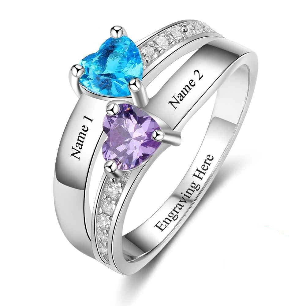 Sterling Silver 2 Birthstone Promise Ring-Florence Scovel