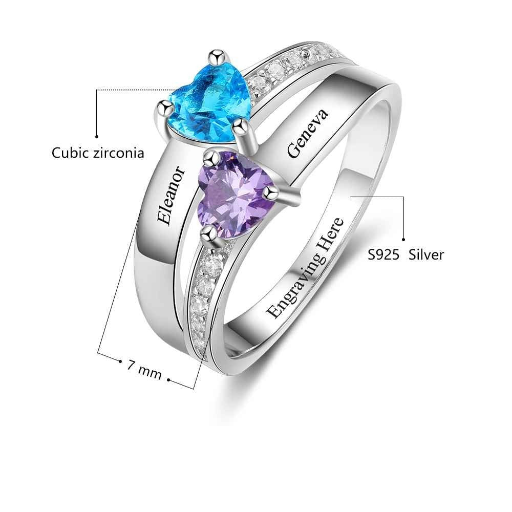 Sterling Silver 2 Birthstone Promise Ring-Florence Scovel
