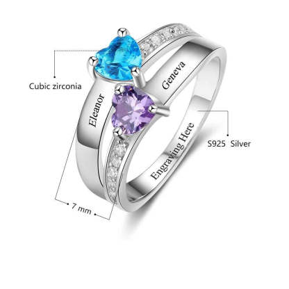 Sterling Silver 2 Birthstone Promise Ring-Florence Scovel