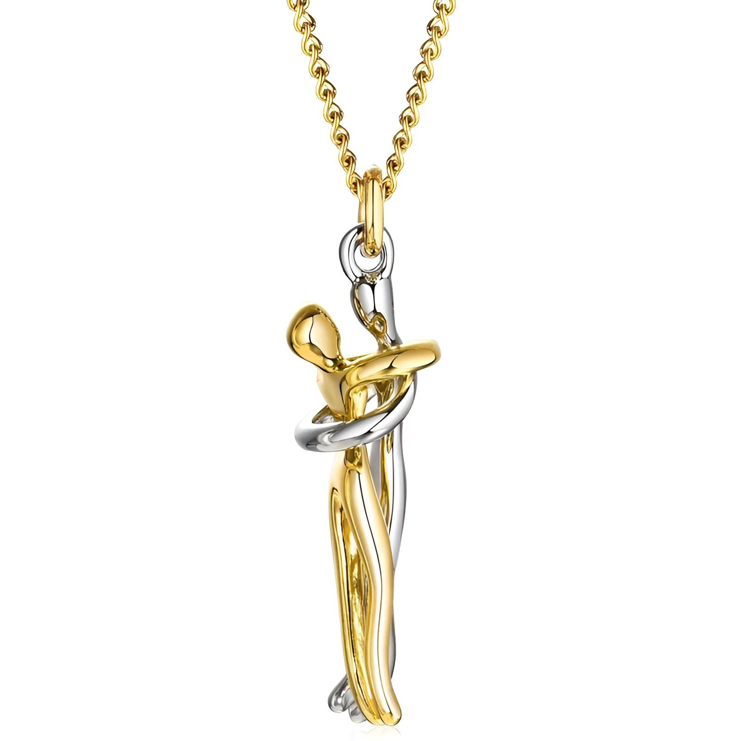 Gold Plated Artistic Embrace Pendant And Jewelry Gift For Women