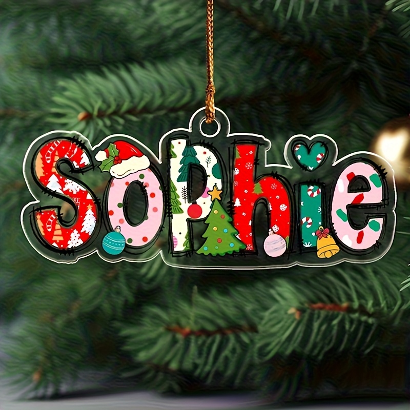 2D Flat Personalized Cartoon Name Christmas Ornaments