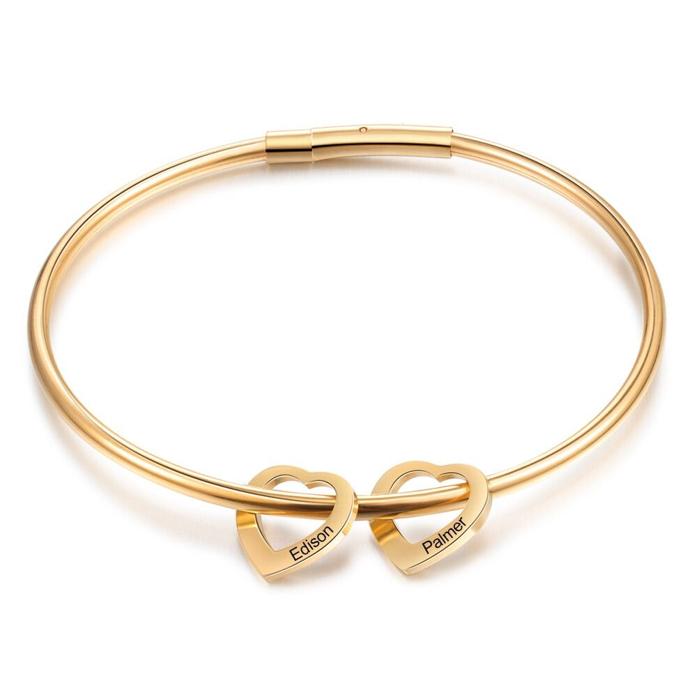 Personalized 2 Engraved Name Cuff Bracelets For Women-Florence Scovel