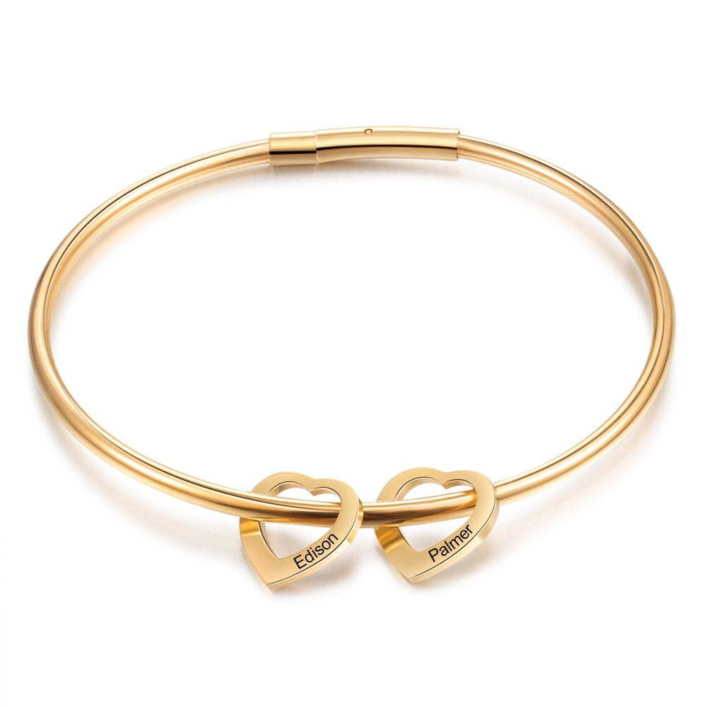 Personalized 2 Engraved Name Cuff Bracelets For Women-Florence Scovel