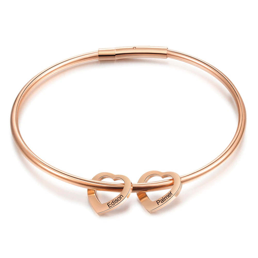 Personalized 2 Engraved Name Cuff Bracelets For Women-Florence Scovel