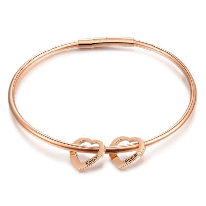 Personalized 2 Engraved Name Cuff Bracelets For Women-Florence Scovel